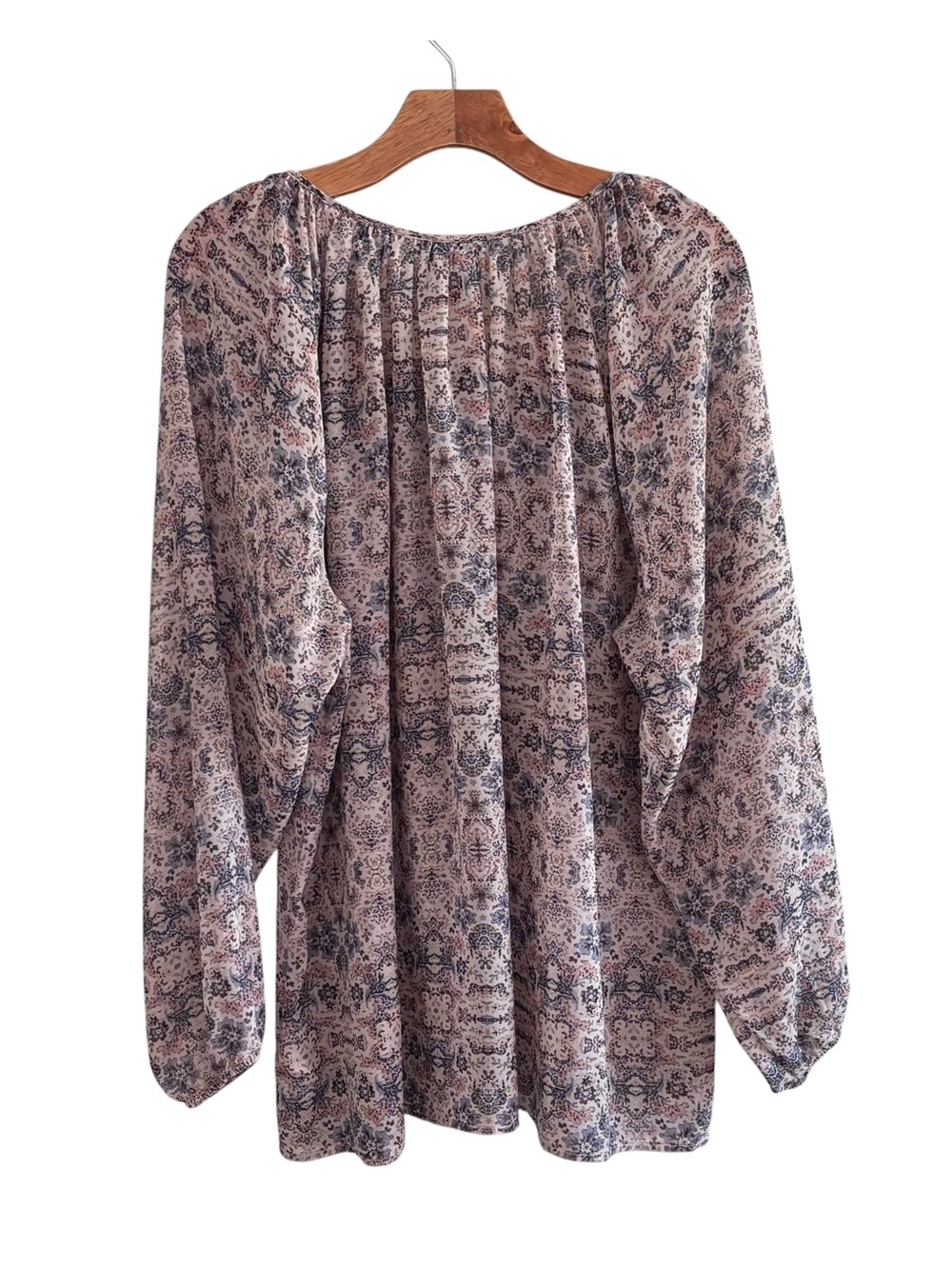 CABI #5028 Pink Sienna Floral Balloon Sleeve Peasant Blouse L Cottagecore - Picture 4 of 6